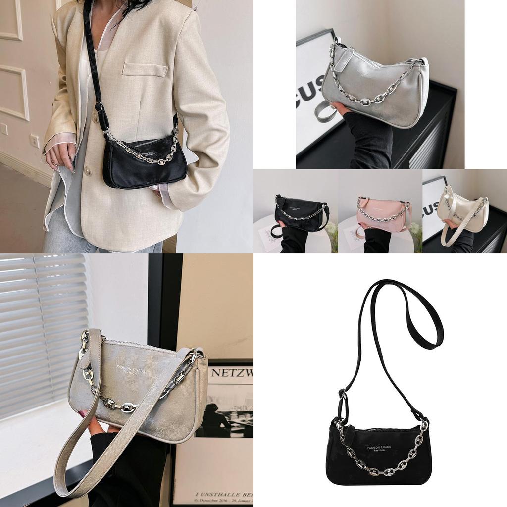 Trendy Spring 2024 Minimalist Pu Leather Shoulder Bag Fashionable Chain Crossbody Bag For Women