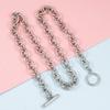 18K Vergoldete Chunky Halskette für Damen Titan Silberne Schließe Chunky Toggle Halskette Statement T-Bar Schließe Goldene Punk Halsketten