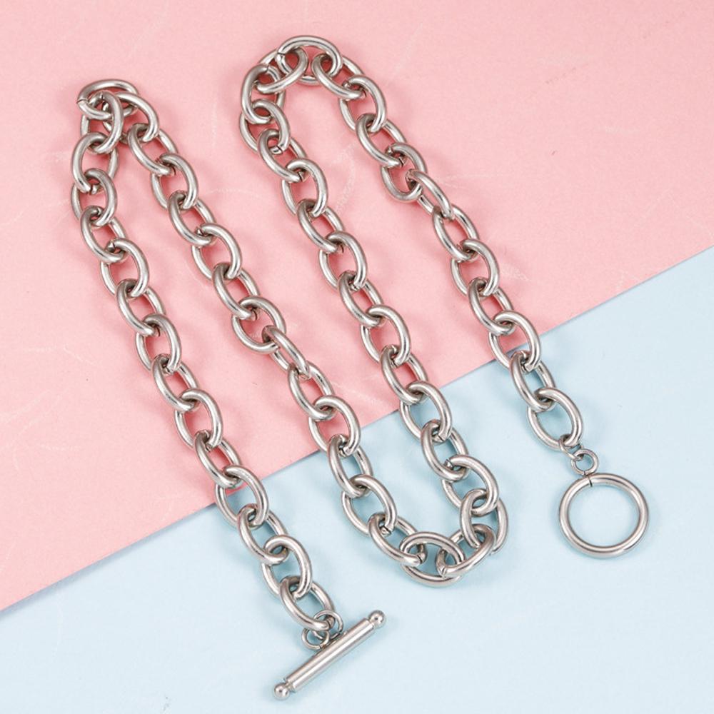 18K Vergoldete Chunky Halskette für Damen Titan Silberne Schließe Chunky Toggle Halskette Statement T-Bar Schließe Goldene Punk Halsketten