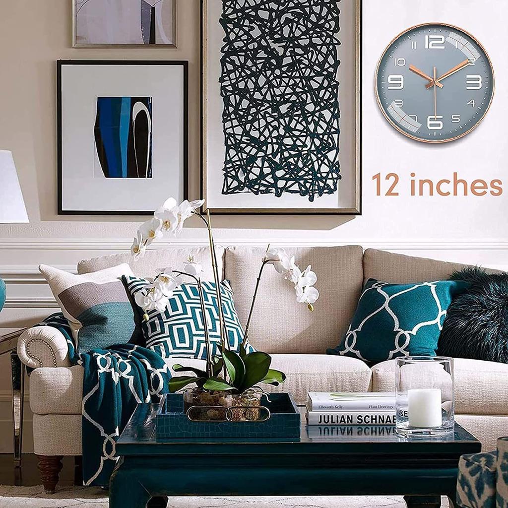 Wall Clock 12" Silent Quartz Decorative Latest Wall Clock Non-Ticking Classic Clock Battery Operated Round Easy To Read for Room/Home