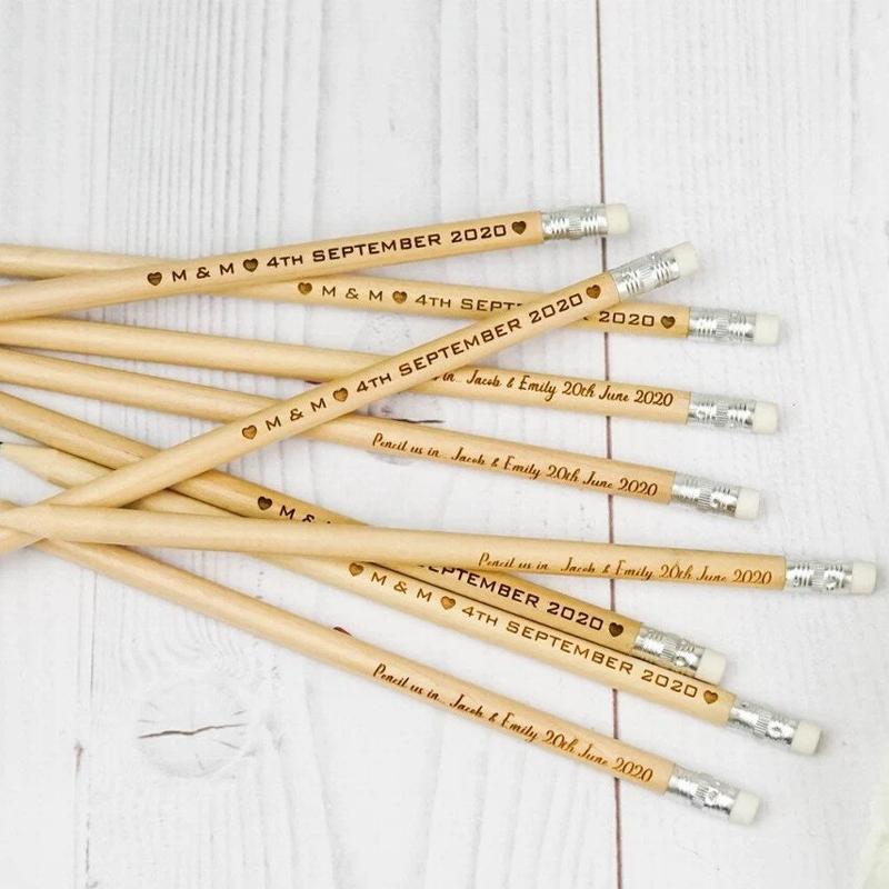 10pcs Personalized Engraved Wooden Pencils Custom Set of Pencils for Wedding Stationery Bachelorette Party Wedding Decorate Gift