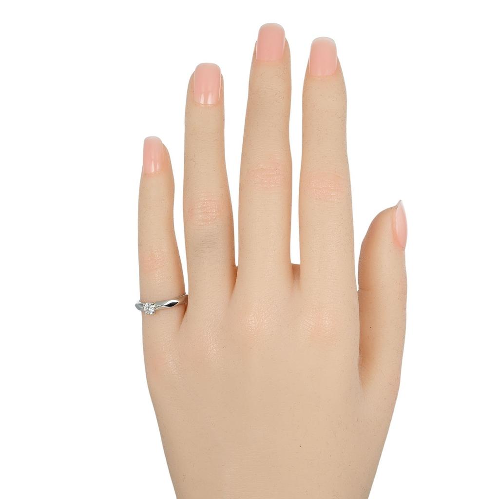 Boucheron Faceted Solitaire Ring 0.21ct VVS1/E/VG Pt950Platinum/diamond #3.7(US Size) 4g Women Used