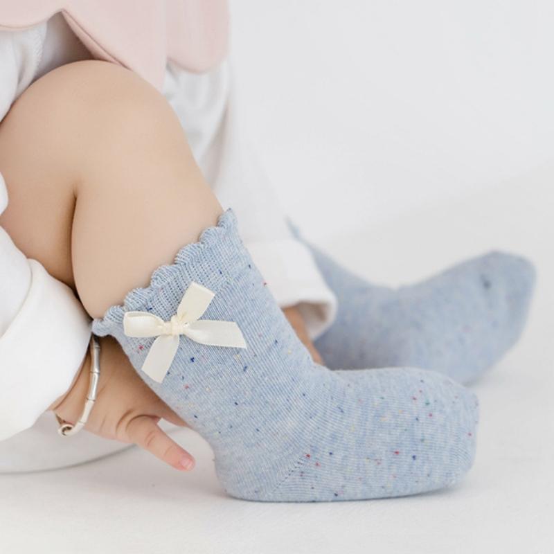 Baby Girls Princess Knitted Bowknot Socks Soft Toddler Girls Knee High Socks Cotton Infant Newborn Girls Long Tube Stockings