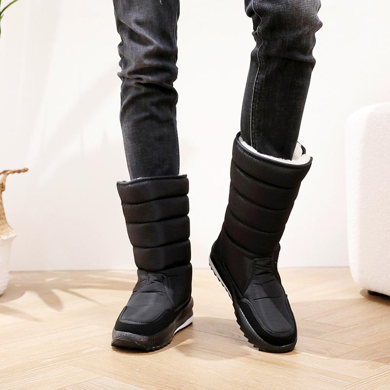 New Winter Mid-Calf Snow Boots Men Soft Bottom Comfortable Fashion Fleece Lined Thick Bottom Anti-Slip Outdoor Casual Cotton Sho