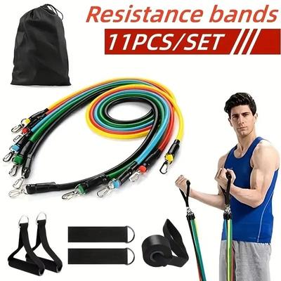 TPE Resistance Bands Set 11Pcs Fitness Band Rope Elastic Training Bands One Word Tension Rope Elastic Rope Dormitory Stretch