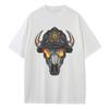 Spring and Summer Loose T-shirt Pure Cotton Unisex Top Bull Skull Fire Helmet Graphic T-shirt Breathable Print Men's Top