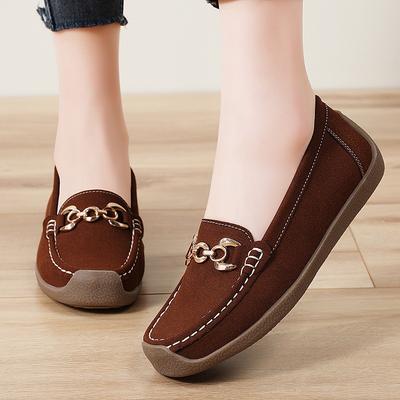 Women S Suede Leather Loafers Flat Shoes Plus Size Casual Shoes