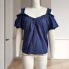 Women Tops Shoulder Straps Design Off Shoulder Ruffle Collar T-shirt Pure Color Loose Fit Short Sleeve Summer Tops