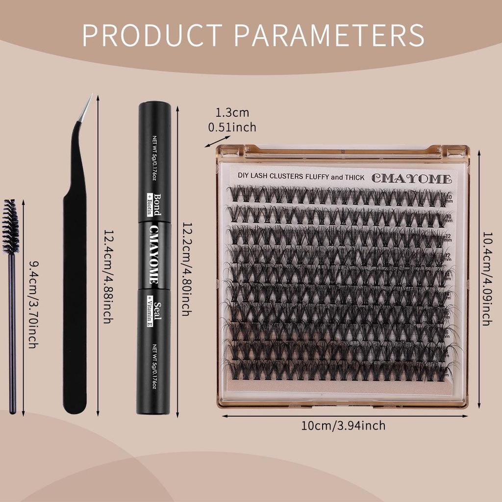 European-American D-Curl Cluster False Eyelashes: 10-18mm Natural, Dense, DIY Segments