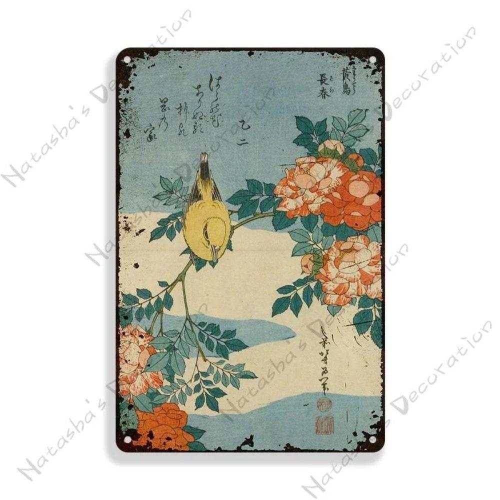 Metal Poster Japanese Ukiyo-e Retro Wall Art Vintage Home Bar Cafe Decor
