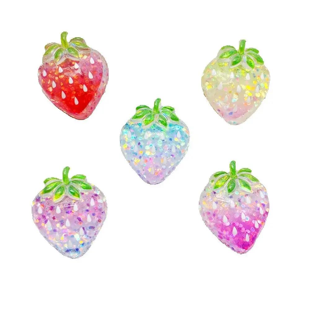 10pcs Glitter Colorful Resin Fruit Strawberry Flat back Stone Figurines Scrapbook DIY Jewelry Decor Crafts