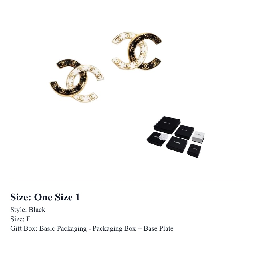 CHANEL Metal Stud Earrings Women's Black/White ABC996-B16125-NW385
