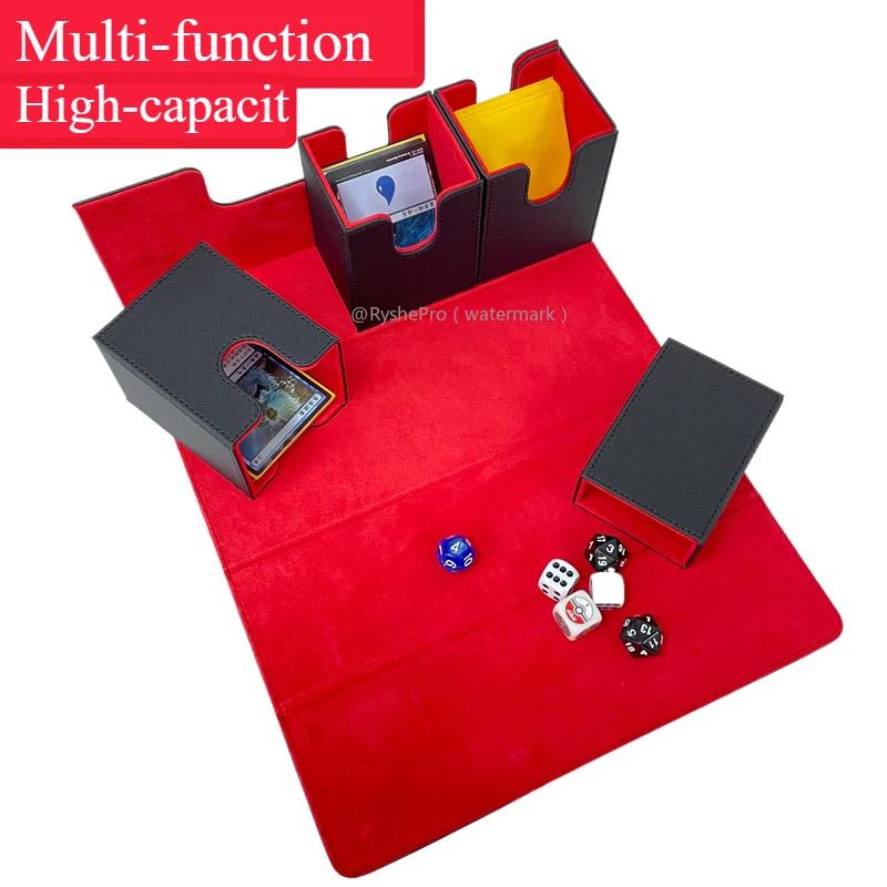 Card Storage Box with Dice Tray 4 In 1 Card Deck Case Holds 270+ Cards Organizer Magic Commander for TCG CCG Sports Game Cards