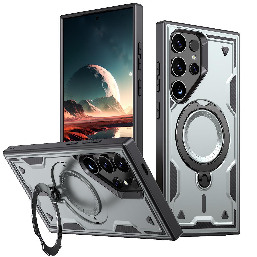 Dual Layer Armour Cover For Samsung Galaxy S25 S24 Ultra Edge S23 FE Plus S22 Ultra S21 For Magsafe Magnetic Bracket Phone Case