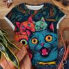 Summer Personalized Cute Cat Pattern Daily Casual Versatile Women's Short Sleeved T-shirt Classic Pullover Unisex Y2k Streetwear