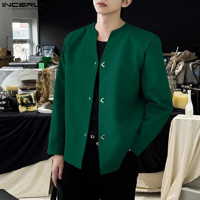 INCERUN Plus Size Men Collarless Long Sleeve Buttons Down Casual Loose Oversized Shirts
