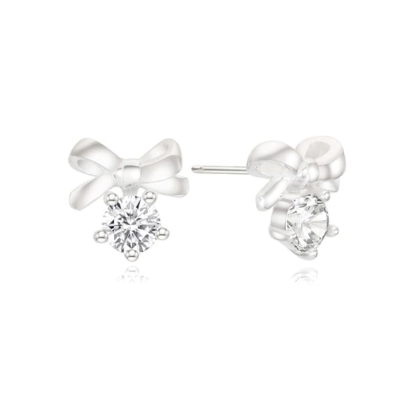 

ENGBROX blush ribbon cubic earring silver