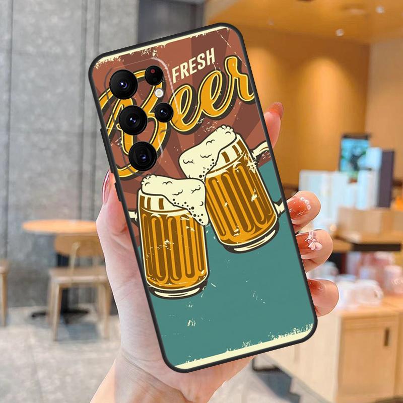 Time Drink Cold Beer Phone Case For Samsung Galaxy S25 S24 S22 S21 S20 S23 Ultra S9 S10 Plus S25 FE Back Cover
