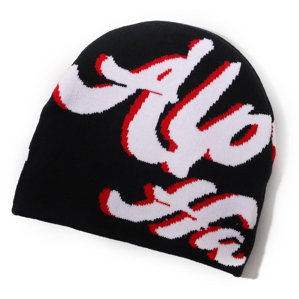 Acrylic Alphabet Knit Cap With Ear Protection For Cold Weather Fashion чёрный