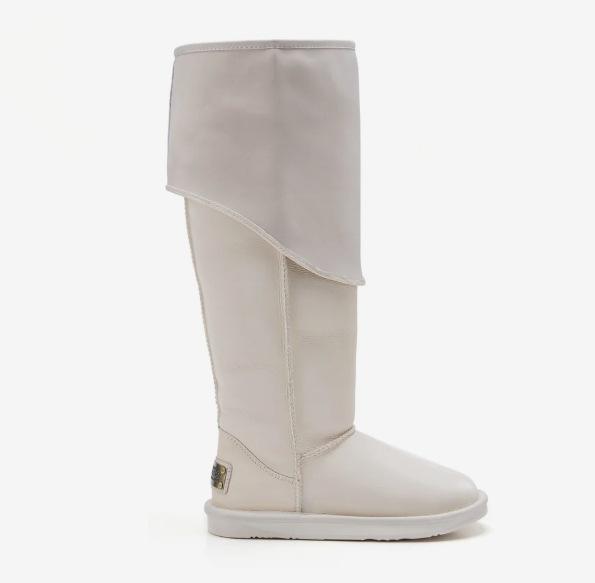 

Cowhide version~ Round head over knee boots 2025 autumn and summer new long boots Korean version soft-soled warm flat-bottomed snow boots 40