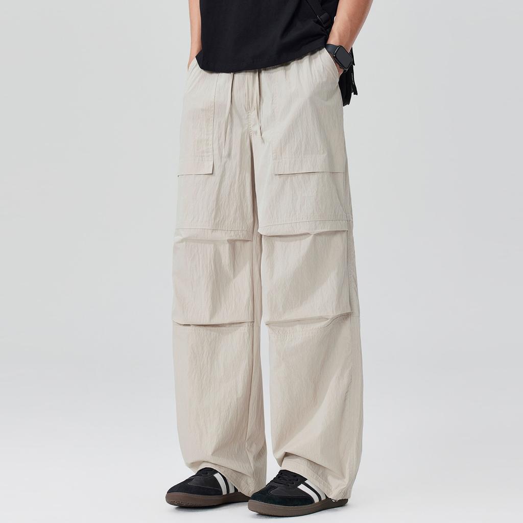 New breathable paratrooper pants American skin-friendly soft versatile wide loose labeling summer casual trousers men