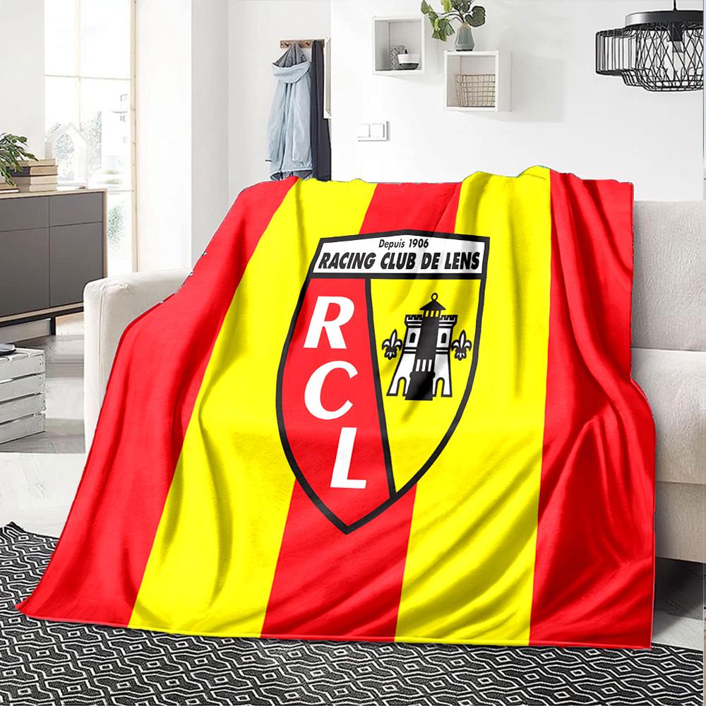 Racing Club Lens Crest Flannel Blanket, Soft Polyester, Modern Design, All-Season for Camping, Travel, Gifts for holidays or birthdays