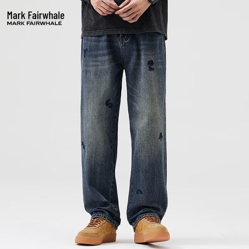 Mark Fairwhale Men's Embroidered Loose-Fit Straight Jeans