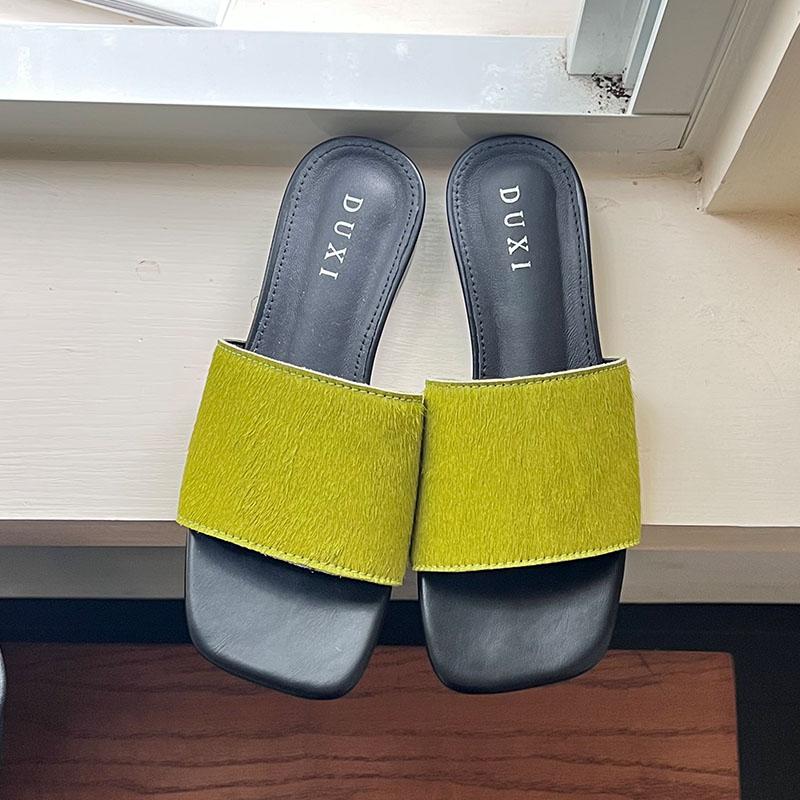 Fashion Fashion Square Toe Ladies Flats Slippers Shoes New In Summer Beach Slides Women Flats Slippers Shoes Female Sandals