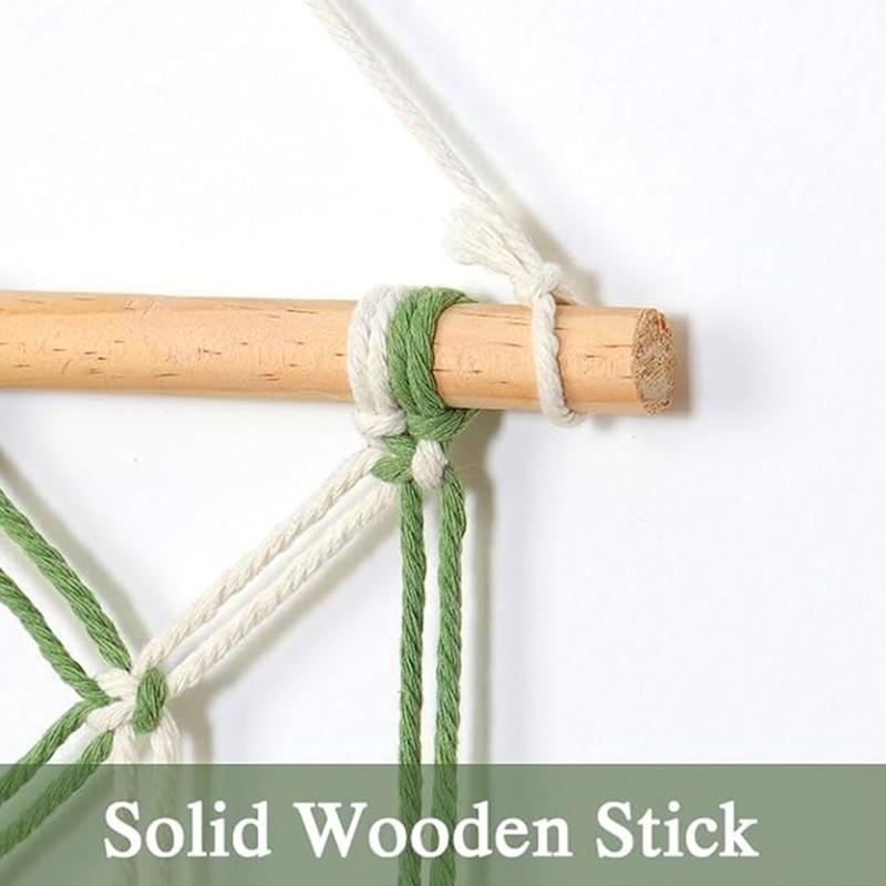 Natural Cotton Macrames Wall Art Leaf Pattern Hanging Decoration with Fringes For Home Interior Bedroom Nursery Decors