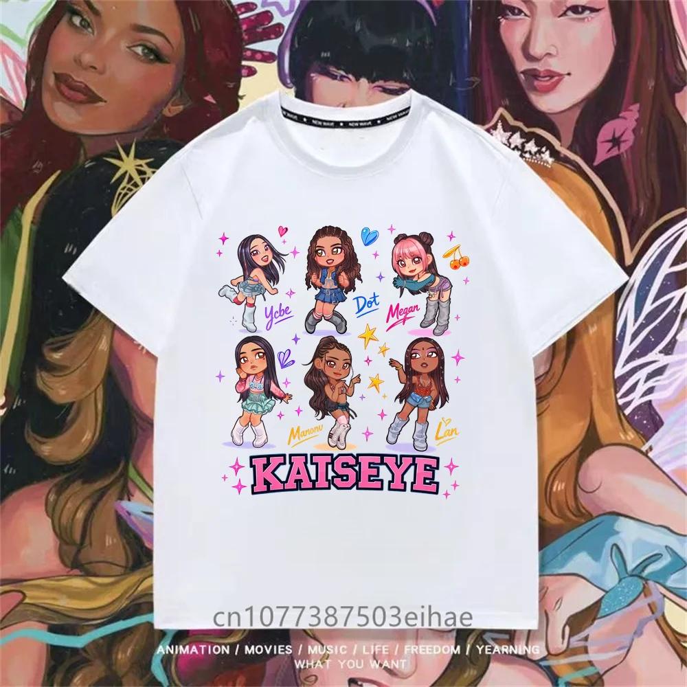 KATSEYE Print T-shirt for Kids Casual Summer Top with Katseye Pattern Short Sleeve Tee Youth Girl Streetwear Fashion Tops