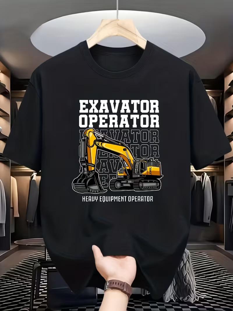 

EXCAVATOR OPERATOR T-Shirt Heavy Equipment 3D Graphic Tee Black Short Sleeve Top Funny Construction Work Humor Gift for Operator S