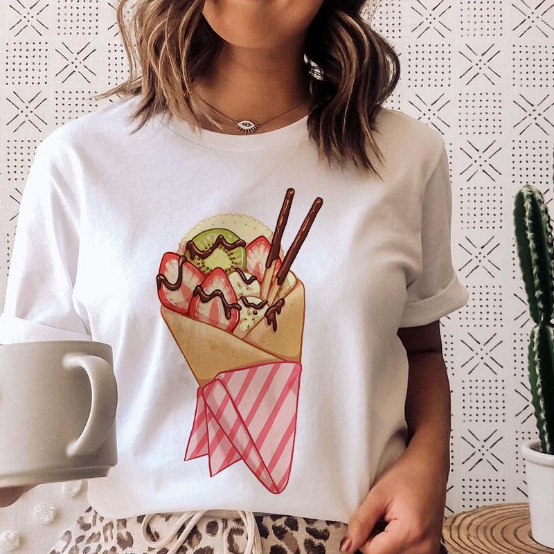 

Summer Short Sleeve Tshirt Lady Fox Drinks Causal White T Shirts Women Clothing Cartoon Printing Kawaii T-Shirt Femme Tee Shirt S білий