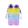 Tritan Frosted 1000ml Plastic Water Bottle with Time & Capacity Scale, Portable Handle