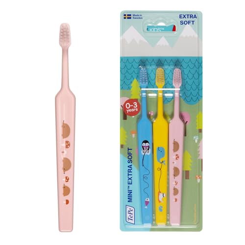 TePe Select Mini Enjoy Kids Toothbrush, Extra Soft, 3-Pack, Blister Pack [Authentic] [Official]