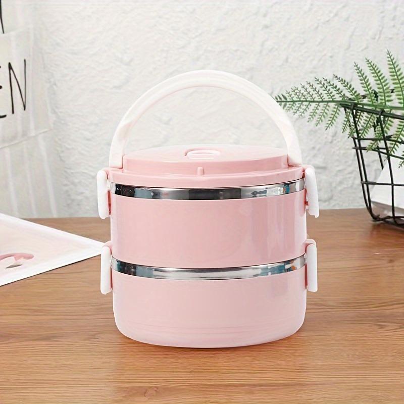 1PC Separate Stackable Insulated Lunch Box Round Shape Thermos Food Containers Stainless Steel Inner Food Thermal Box Keep Hot