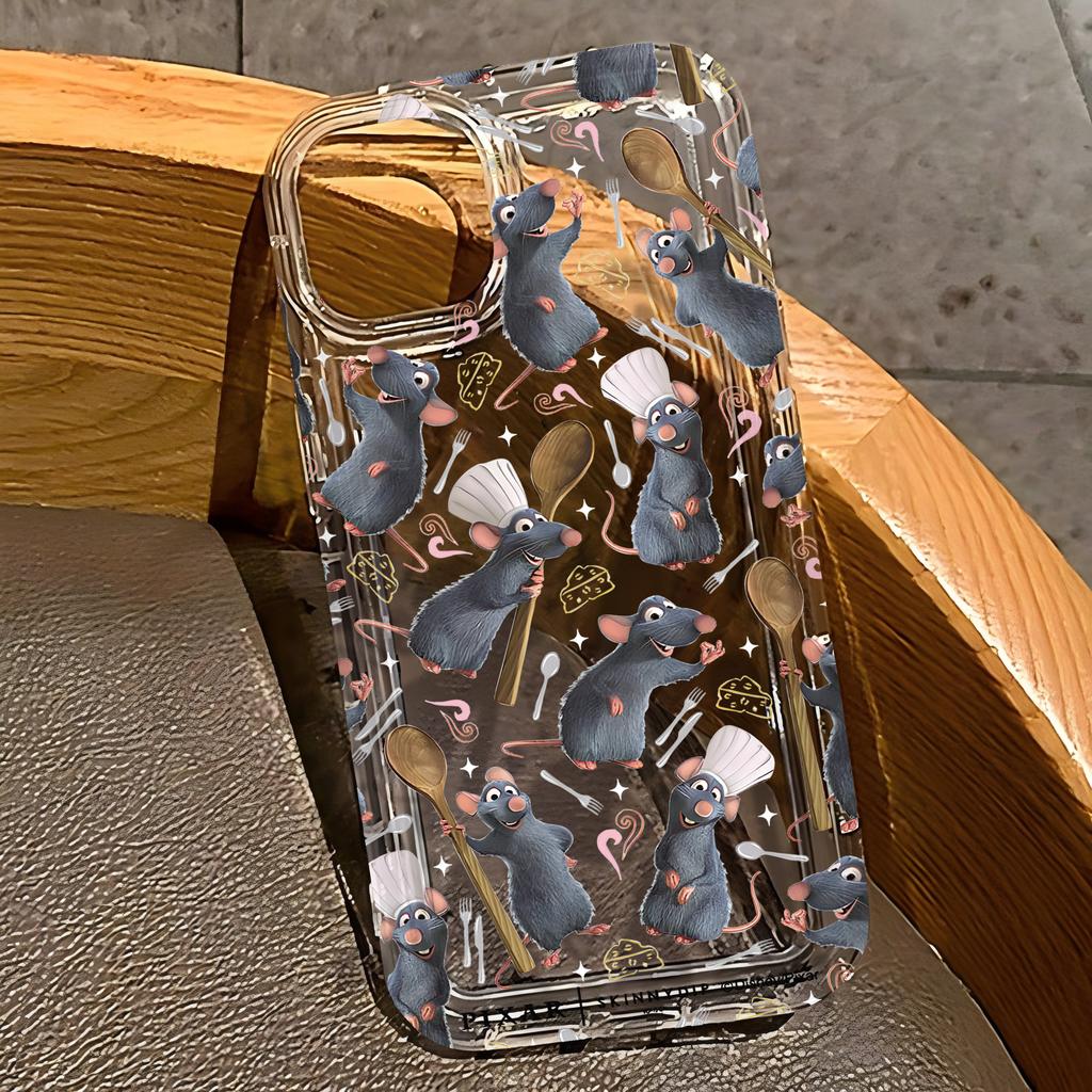 Phone Case for iPhone 17 16e 16 15 14 13 12 11 Pro Max 7 8 Plus X XR XSMax Airbag Anti Fall Clear Cover HOT Cartoon Ratatouilles