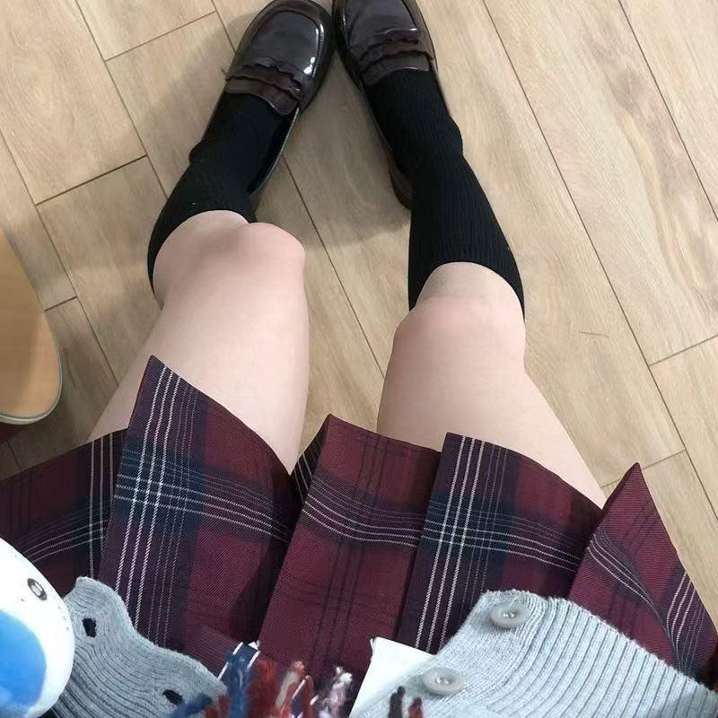 Japanese JK School Uniform Plaid Skirt Set - Women's Short Sleeve Pleated Skirt