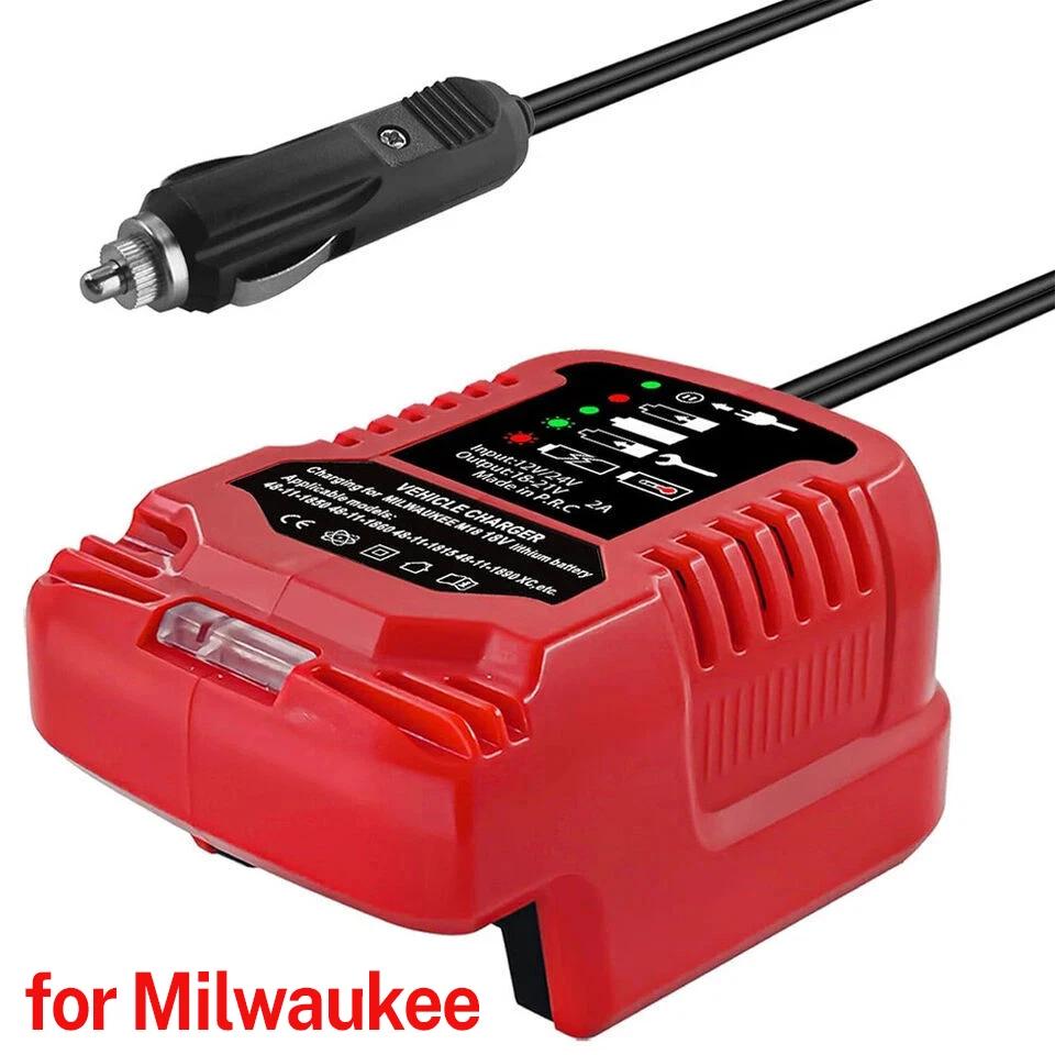 Vehicle Portable Charger for Makita/Dewalt/Milwaukee 18V Lithium Battery Cigarette Lighter Plug 2A Mini Compact Charger
