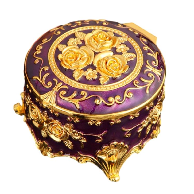 Elegant Enamel Jewelry Storage Decorative Vintage Metal Accessories Box Desktop Organiser For Rings Bracelets Chain