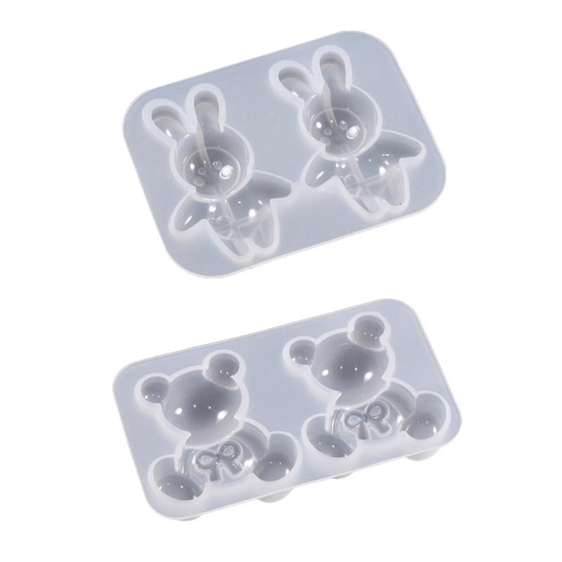 Shiny Glossy Rabbit Bows Bear Ornaments Silicone Epoxy Resin Mold DIY Keychain Pendant Jewelry for Valentine Gift Craft 1
