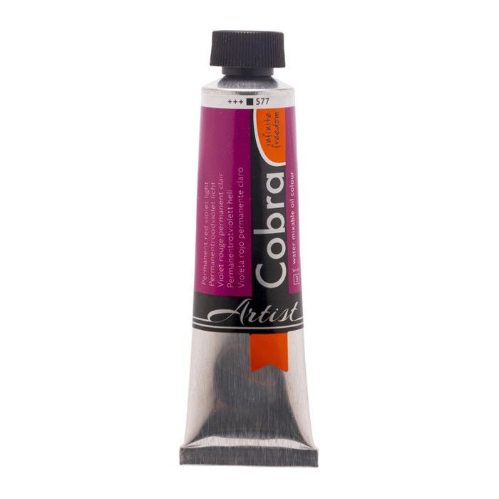 Peinture à l'huile - Cobra - Permanent Red Violet Light - Tube 40ml - Watermixable - Adulte