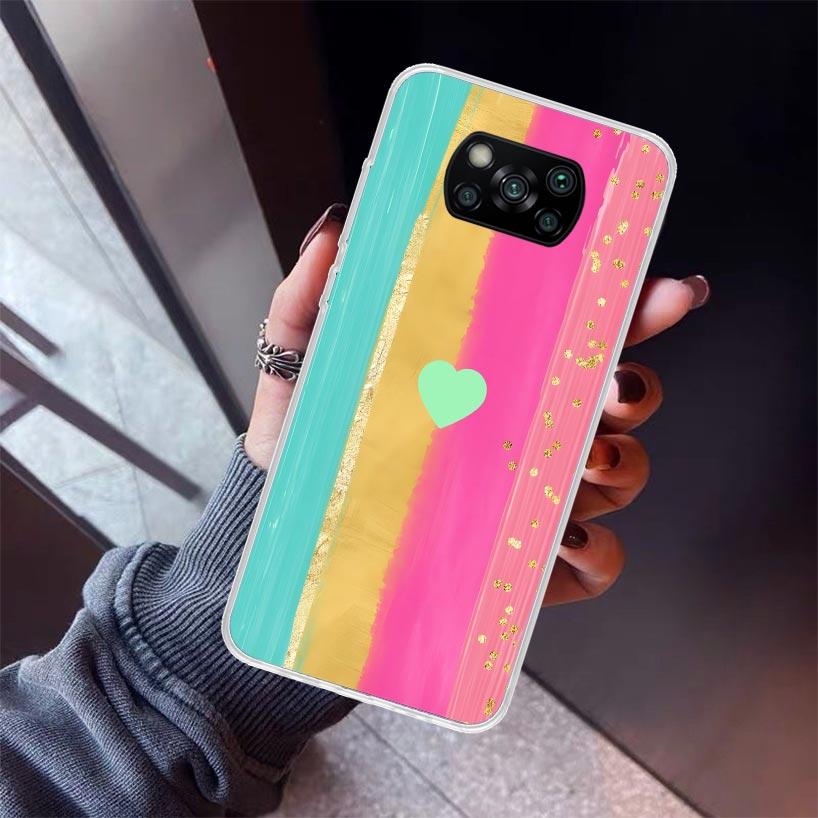 Rainbow Gradient Love Phone Case For Xiaomi Poco X5 X6 X7 Pro F7 Ultra M7 Redmi 15C 15 13C 13 12C 12 10 10C 10A 9 9C 9T 9A Cover