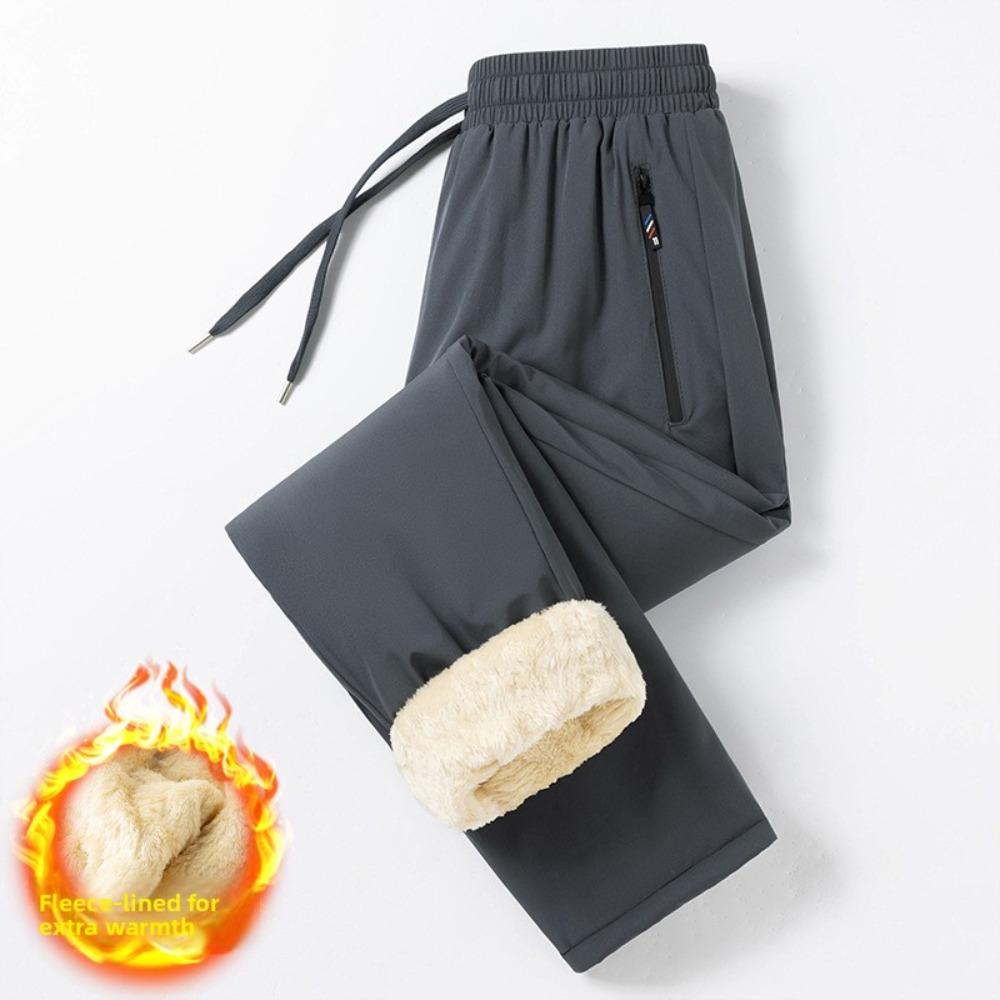 Thickened lamb wool sweatpants men's winter windproof velvet casual pants thermal cotton pants
