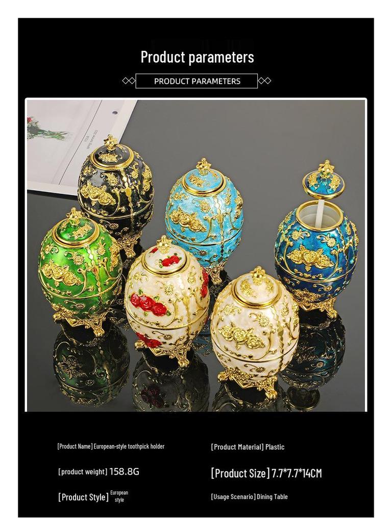 European Style Retro Automatic Toothpick Holder – Hand-Press Design, Fashionable Plastic Container