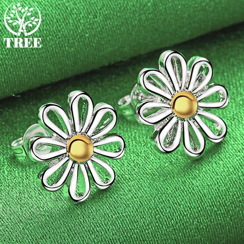 Girlish 925 Sterling Silver Daisy Stud Earring Elegant Versatile Jewelry For Women Birthday Anniversaries Party Gift Accessories