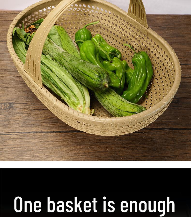 Imitation Bamboo Handheld Fruit & Veggie Basket for Outdoor Use