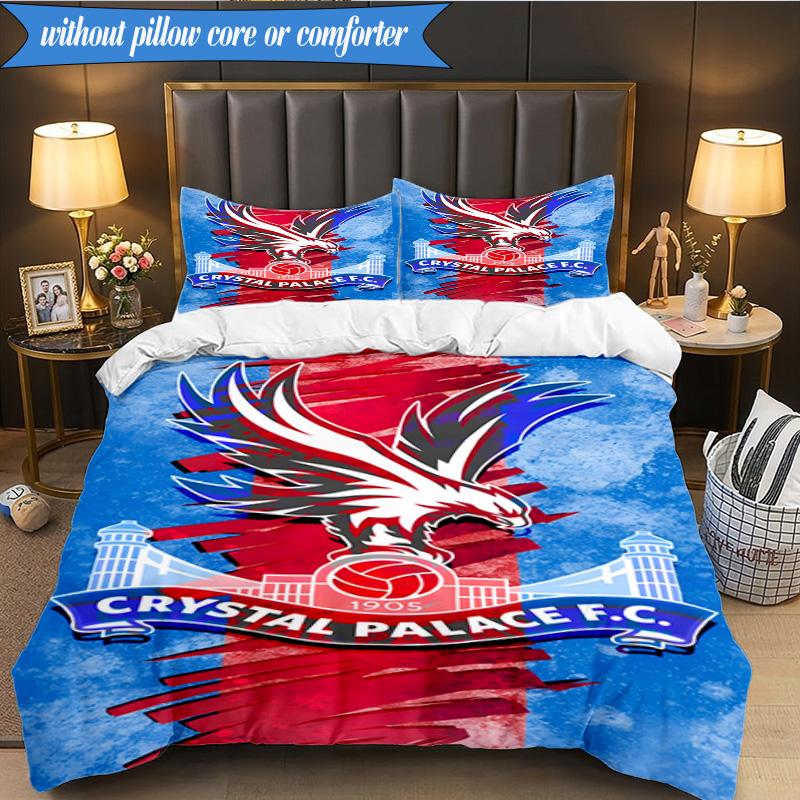 3PCS Crystal Fc Crest Printed Soft Bedding Set,Including 1pc Duvet Cover And 2pcs Pillowcases Perfect for Bedroom, Dormitory, Fan gift