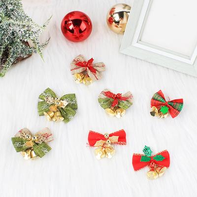 Christmas Linen Bow Bell Christmas Tree Decoration Mini Bell Pendant Shopping Mall Decoration Props