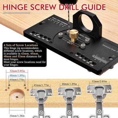 35mm Concealed Hinge Jig Kit Woodworking Hole Drilling Guide Locator Aluminum Alloy Cabinet Hinge Mounting Jig Puncher Template