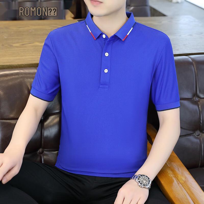 ROMON Men s 2026 Summer Business Casual Short-Sleeve Polo Shirt XL